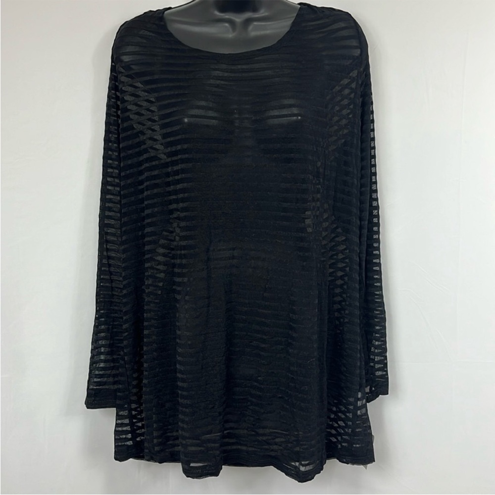 Penningtons Black Long Sleeve Semi Sheer Blouse Size 1X NEW NWT - Picture 2 of 5